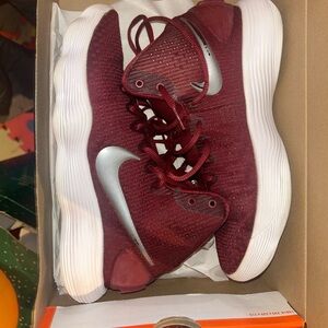 Maroon basketball type sneakers